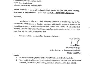 मुख्य सचिव एसएस संधु को मिला 6 महीने का सेवा विस्तार।