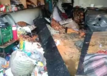 शॉर्ट सर्किट की वजह से दुकान में लगी आग, महिला झुलसी