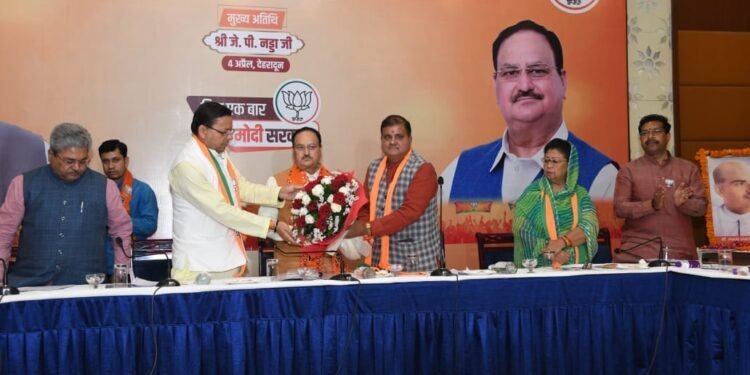 जेपी नड्डा ने ली टिहरी लोकसभा सीट को कोर ग्रुप की बैठक