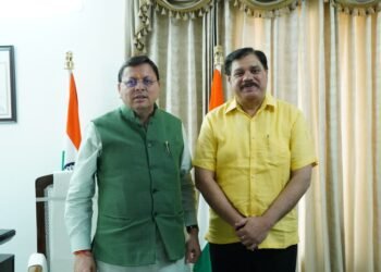 मुख्यमंत्री पुष्कर सिंह धामी से प्रदेश मीडिया प्रभारी राजीव महर्षि ने शिष्टाचार भेंट की